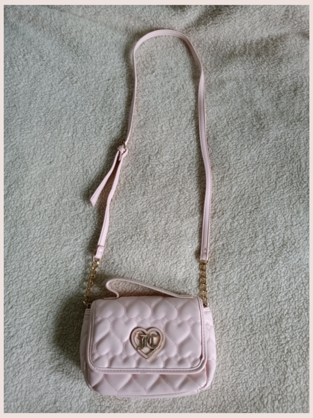 Quilted Y2K Coquette Juicy Couture Light Pink Heart Crossbody Bag